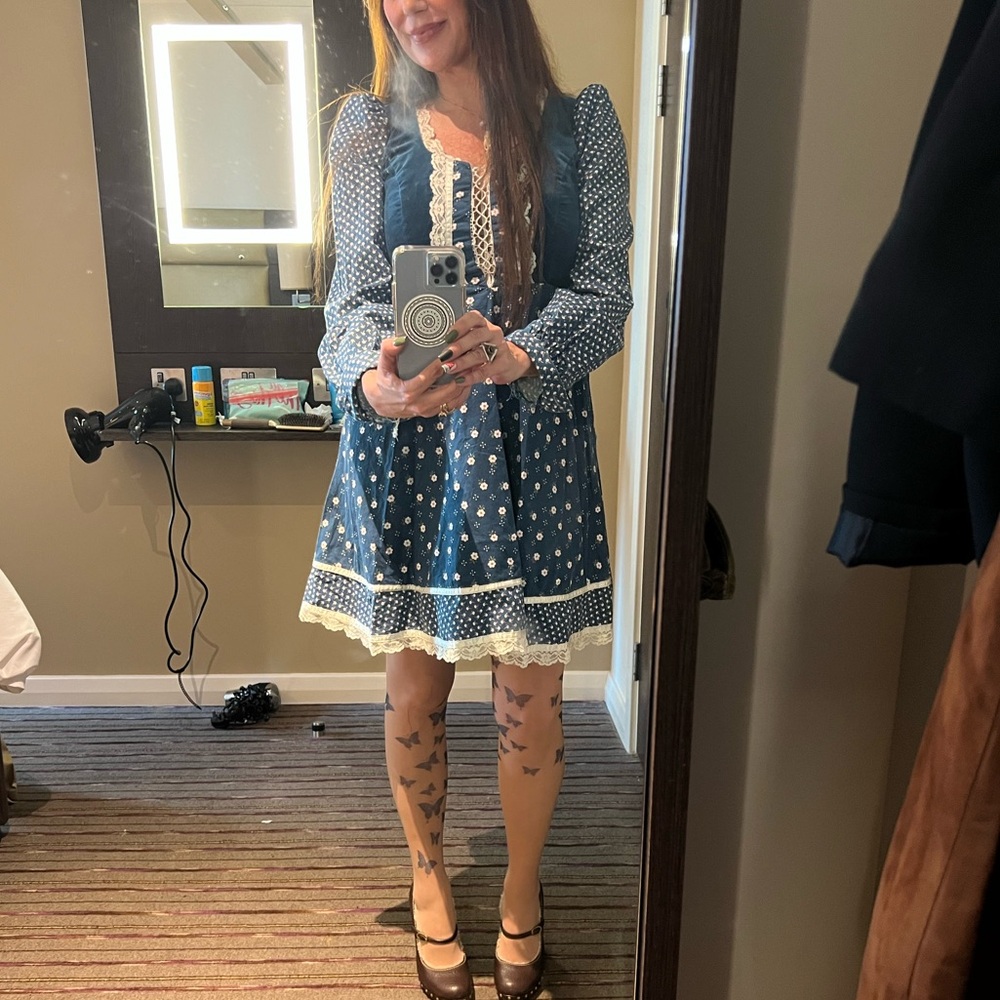 Gunne Sax Blue Floral Mini Dress - Picture 7 of 10